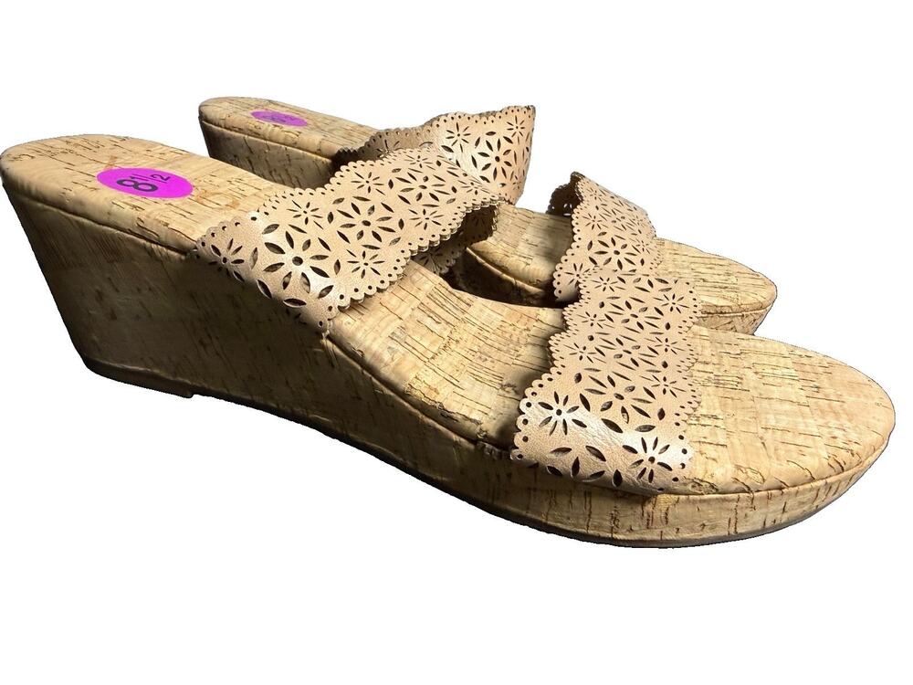XOXO Janice Wedge Sandals 2.5” Cork Wedge Women’s 8.5M new blems